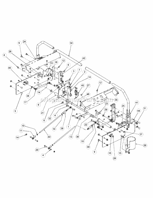 Control Assembly Diagram and Parts List for M72-GN33 53CB5FJZ750-33HP-OHV Cub Cadet Lawn Tractor